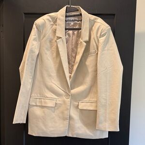 Steve Madden Cream Single-Button Tailored Blazer